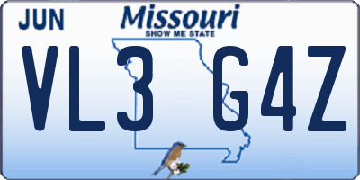 MO license plate VL3G4Z