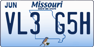 MO license plate VL3G5H