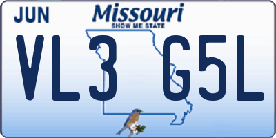 MO license plate VL3G5L