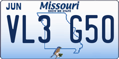 MO license plate VL3G5O