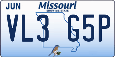 MO license plate VL3G5P