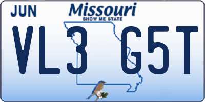 MO license plate VL3G5T