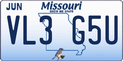 MO license plate VL3G5U