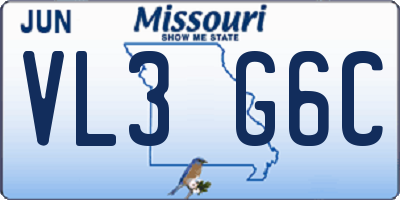MO license plate VL3G6C