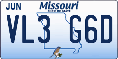 MO license plate VL3G6D