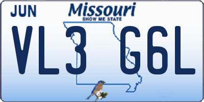 MO license plate VL3G6L