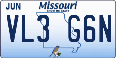 MO license plate VL3G6N