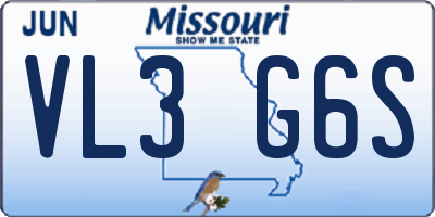 MO license plate VL3G6S