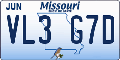 MO license plate VL3G7D