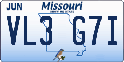 MO license plate VL3G7I