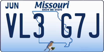 MO license plate VL3G7J