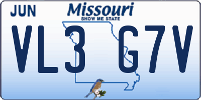 MO license plate VL3G7V