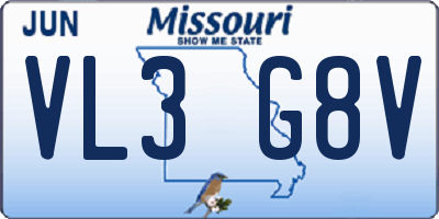 MO license plate VL3G8V