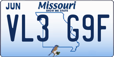 MO license plate VL3G9F