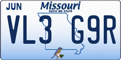 MO license plate VL3G9R