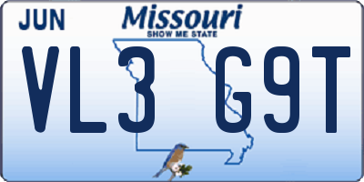MO license plate VL3G9T