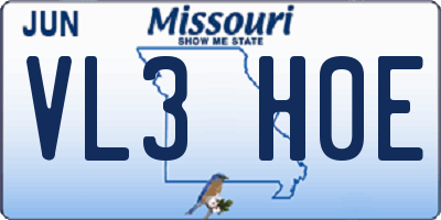 MO license plate VL3H0E