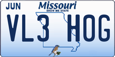 MO license plate VL3H0G