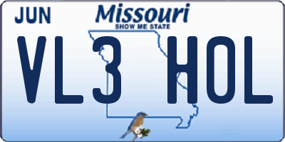 MO license plate VL3H0L