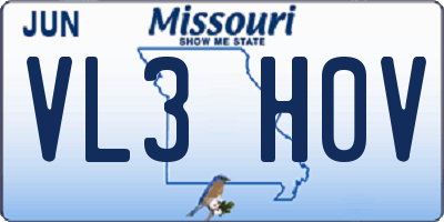 MO license plate VL3H0V