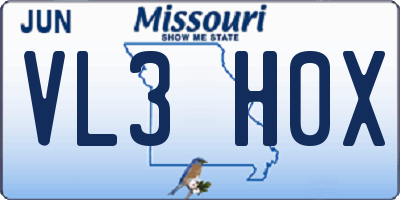 MO license plate VL3H0X