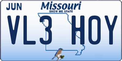 MO license plate VL3H0Y