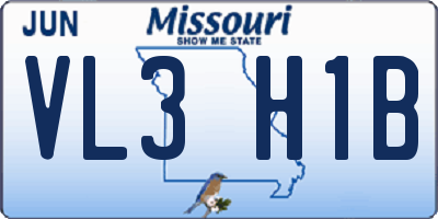 MO license plate VL3H1B