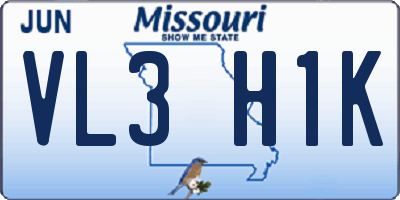 MO license plate VL3H1K