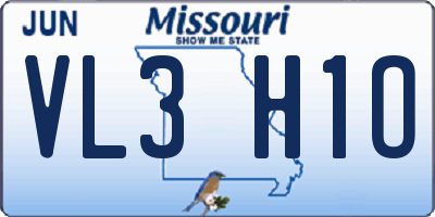 MO license plate VL3H1O