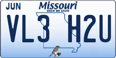MO license plate VL3H2U