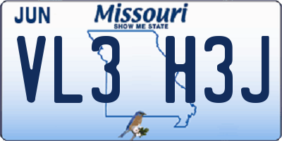 MO license plate VL3H3J