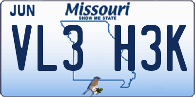 MO license plate VL3H3K