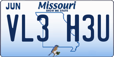 MO license plate VL3H3U