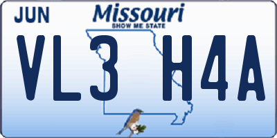 MO license plate VL3H4A