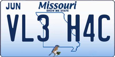 MO license plate VL3H4C