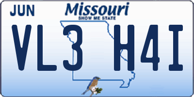 MO license plate VL3H4I