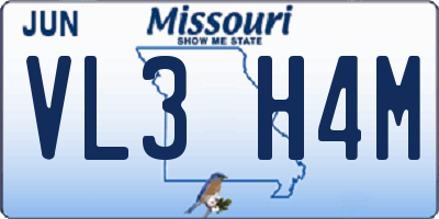 MO license plate VL3H4M