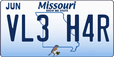 MO license plate VL3H4R