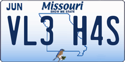 MO license plate VL3H4S