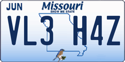 MO license plate VL3H4Z