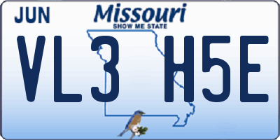 MO license plate VL3H5E