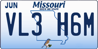 MO license plate VL3H6M