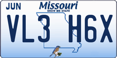 MO license plate VL3H6X