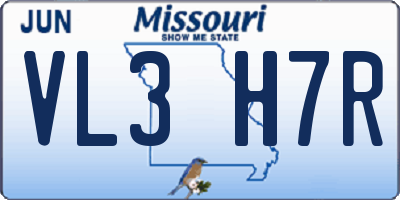 MO license plate VL3H7R