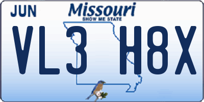 MO license plate VL3H8X