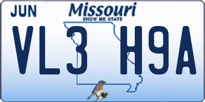 MO license plate VL3H9A