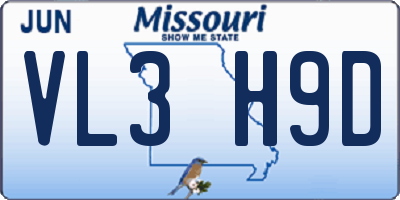 MO license plate VL3H9D