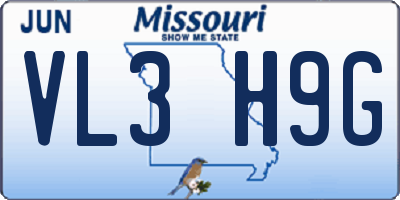 MO license plate VL3H9G
