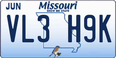 MO license plate VL3H9K