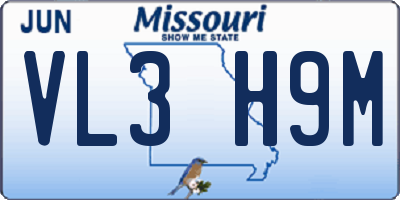 MO license plate VL3H9M